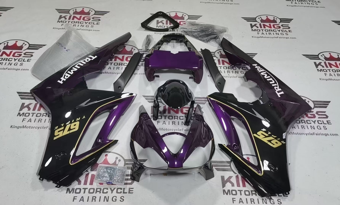Triumph Daytona 675 Fairings (2006-2008) Purple, Black, Gold, White at KingsMotorcycleFairings.com