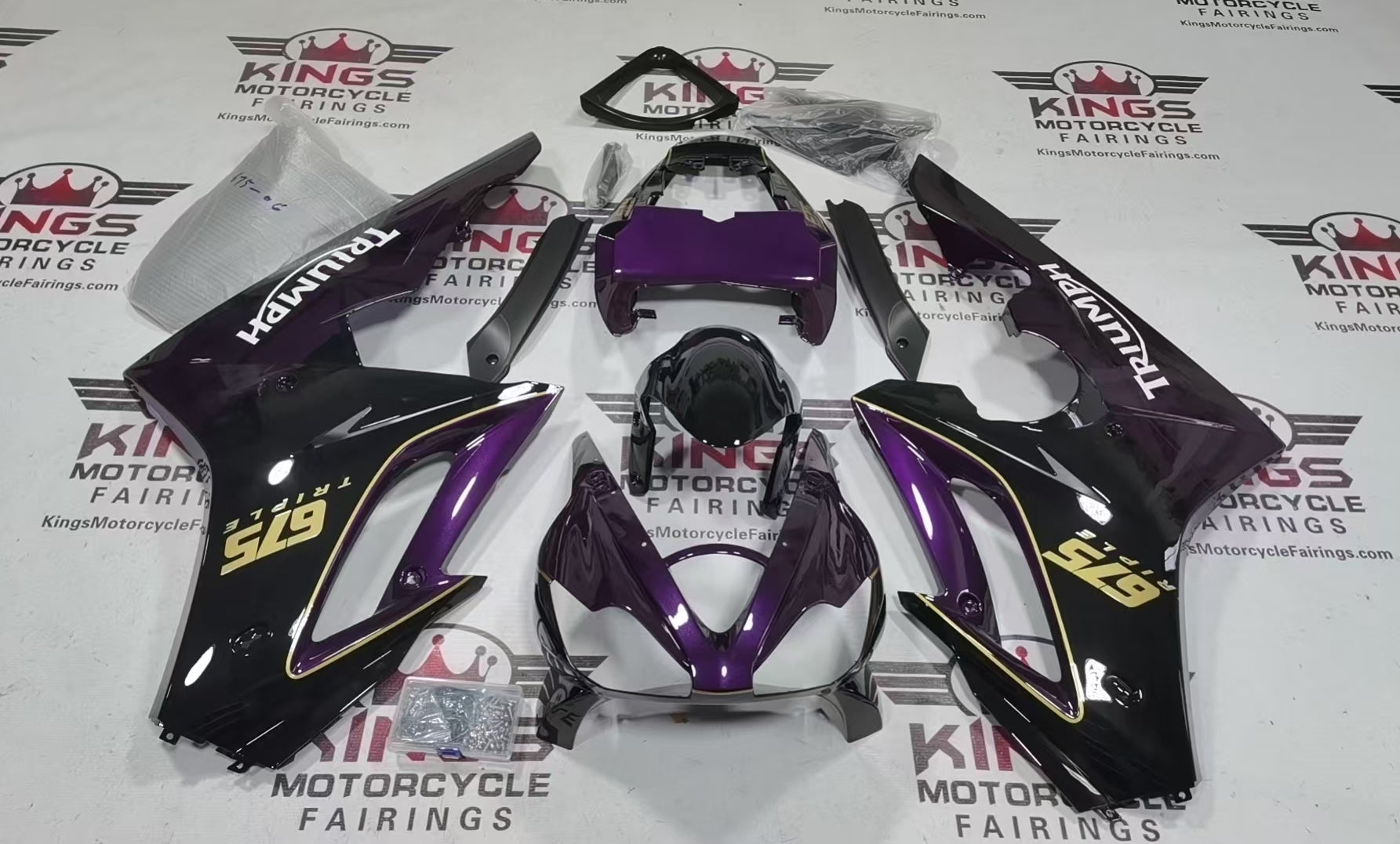 Triumph Daytona 675 Fairings (2006-2008) Purple, Black, Gold, White at KingsMotorcycleFairings.com