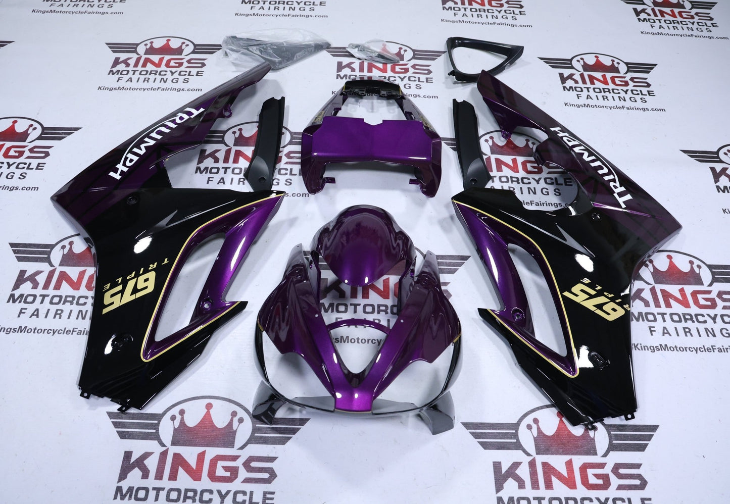 Triumph Daytona 675 Fairing Set (2006-2008) Purple, Black, Gold, White from KingsMotorcycleFairings.com