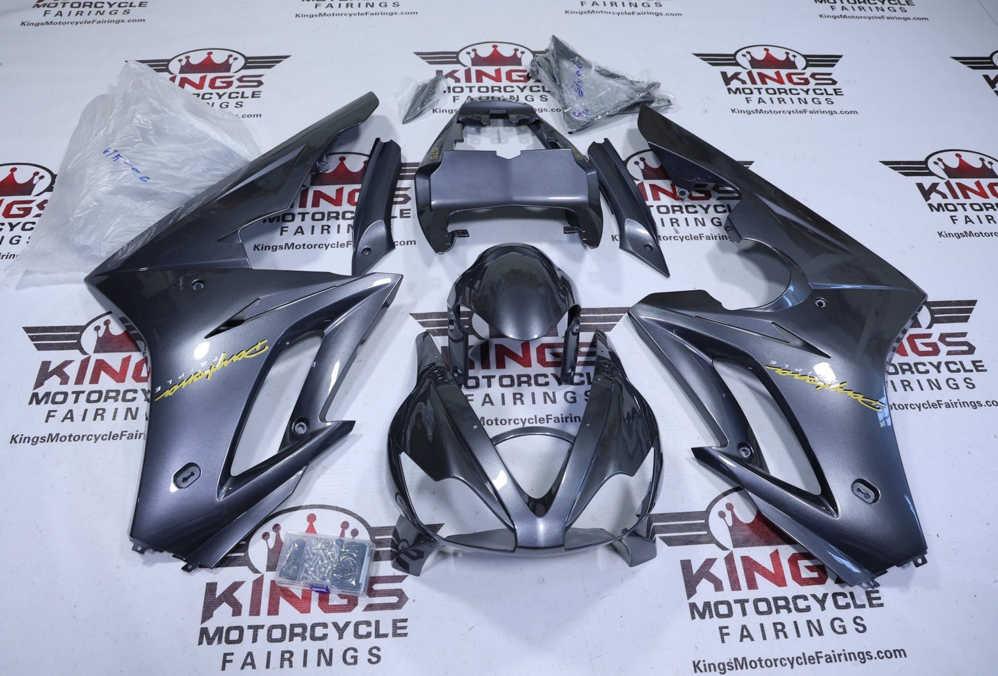 Triumph Daytona 675 Fairings (2006-2008) Silver Gray, Gold at KingsMotorcycleFairings.com