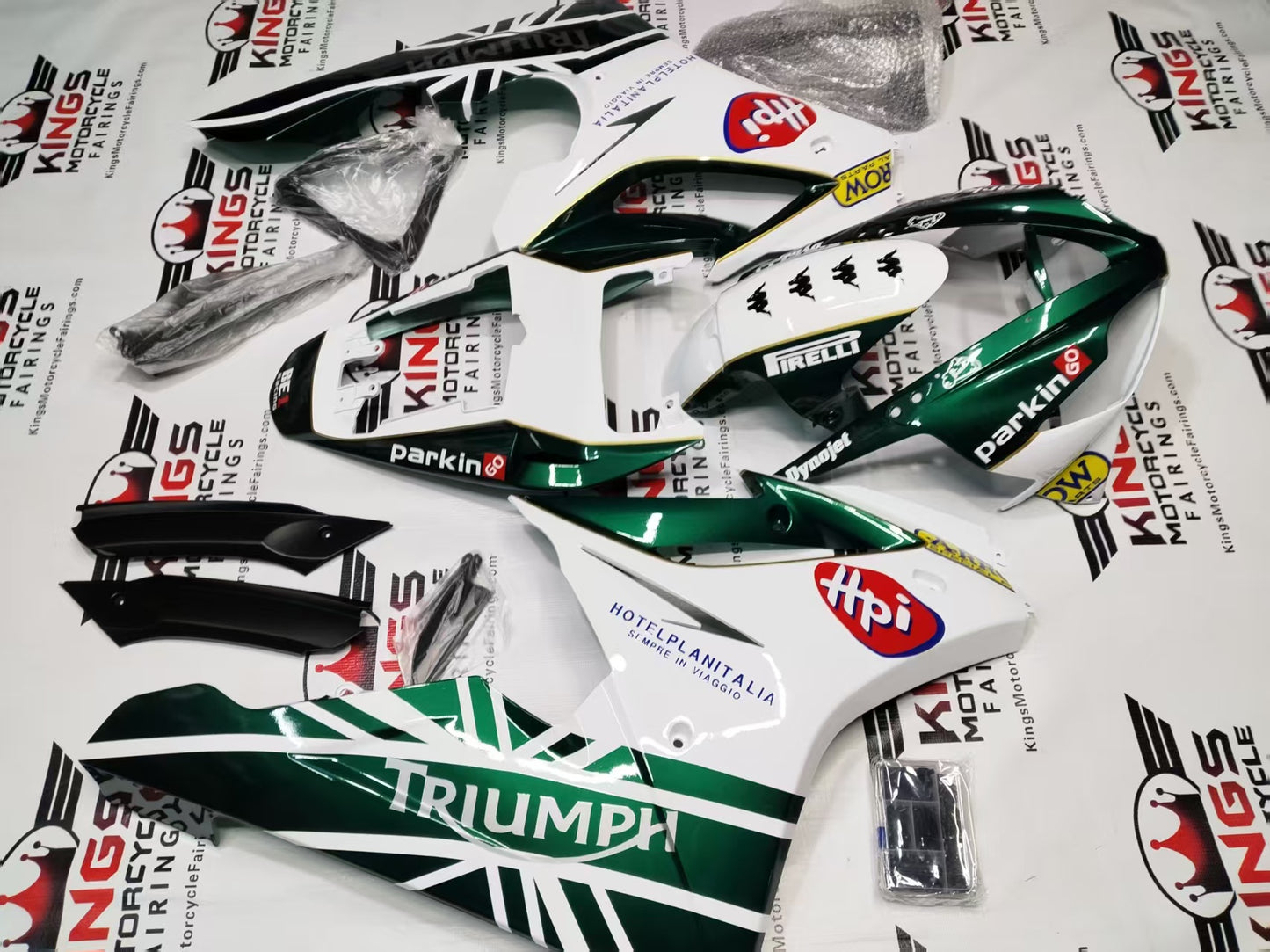 Triumph Daytona 675 Fairings (2007) Green, White, Red, Yellow from KingsMotorcycleFairings.com