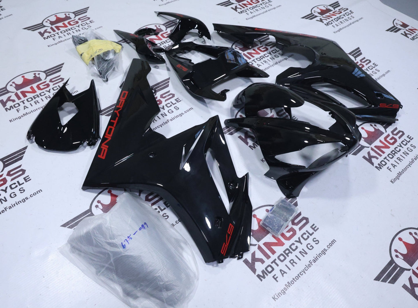 Triumph Daytona 675 Fairings (2009-2012) Black, Red at KingsMotorcycleFairings.com