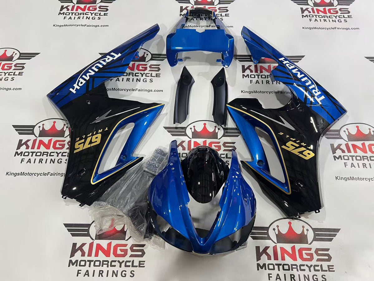 Triumph Daytona 675 Fairings (2009-2012) Blue, Black, White, Gold at KingsMotorcycleFairings.com