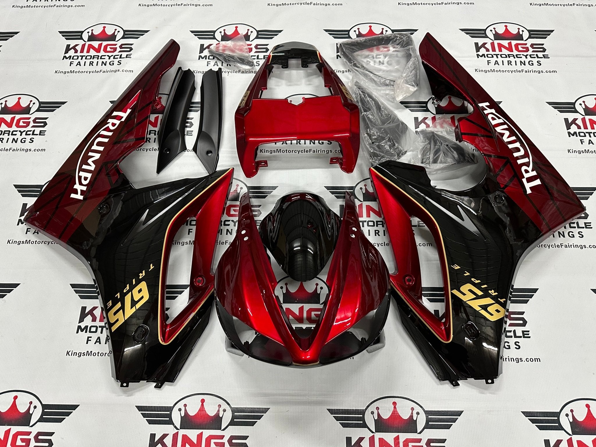 Triumph Daytona 675 Fairings (2009-2012) Candy Red, Black, Yellow, White at KingsMotorcycleFairings.com
