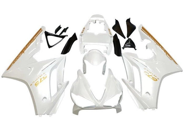 Triumph Daytona 675 Fairings (2009-2012) Pearl White, Gold at KingsMotorcycleFairings.com