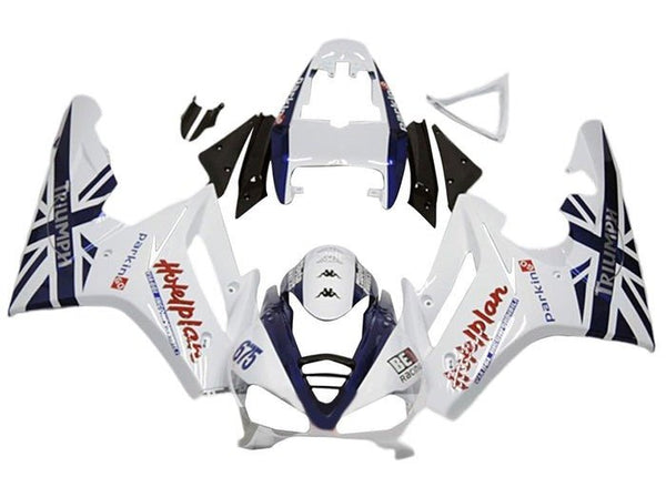 Triumph Daytona 675 Fairings (2009-2012) White, Dark Blue at KingsMotorcycleFairings.com