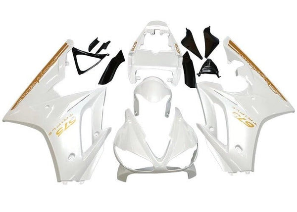Triumph Daytona 675 Fairings (2009-2012) White, Gold at KingsMotorcycleFairings.com