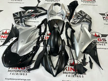 Triumph Daytona 675 Fairings (2013-2016) Matte Black, Matte Silver Flag at KingsMotorcycleFairings.com