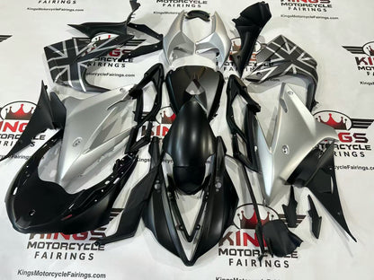 Triumph Daytona 675 Fairings (2013-2016) Matte Black, Matte Silver Flag at KingsMotorcycleFairings.com