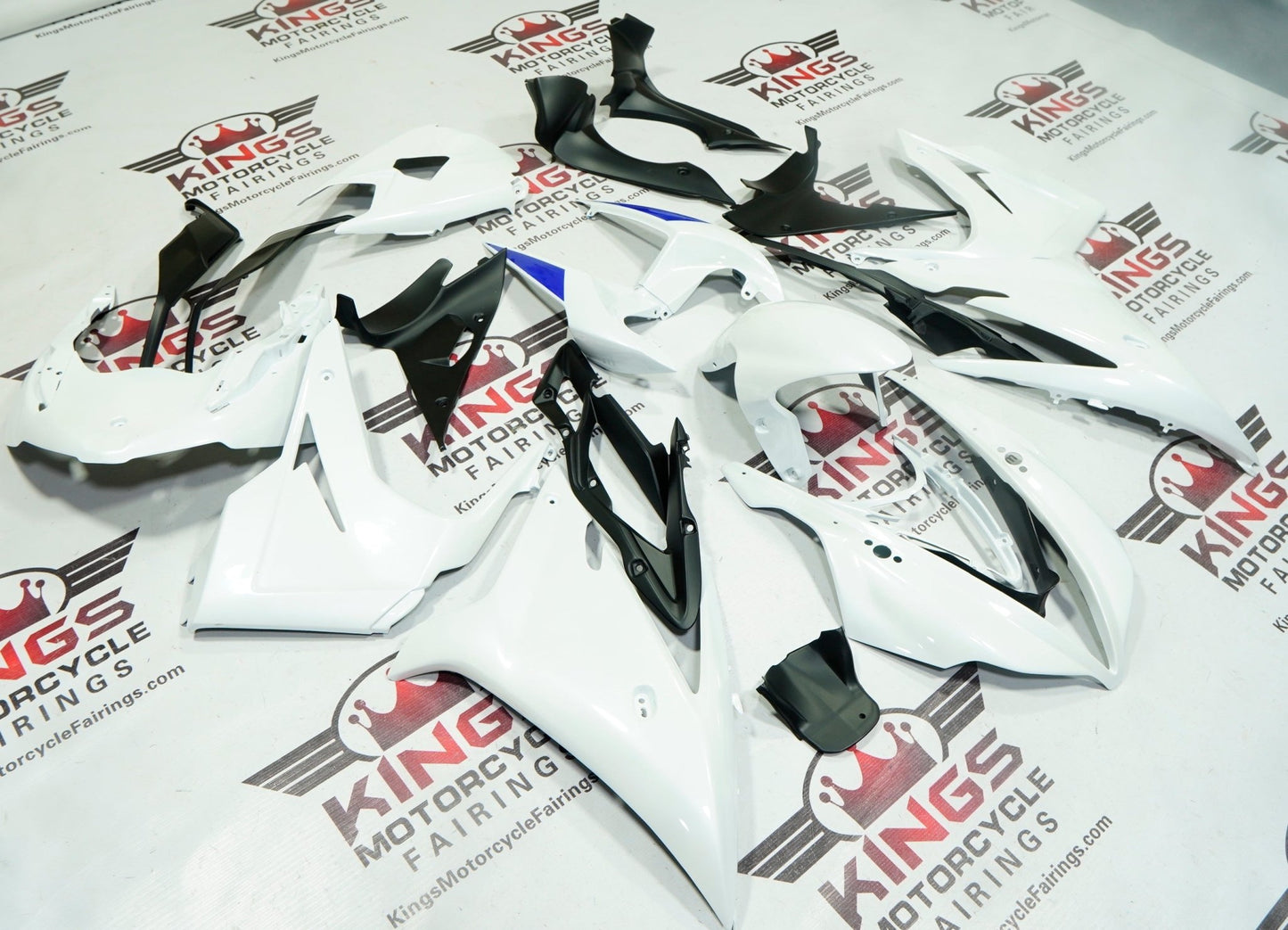 Triumph Daytona 675 Fairings (2013-2016) Pearl White, Black, Blue at KingsMotorcycleFairings.com