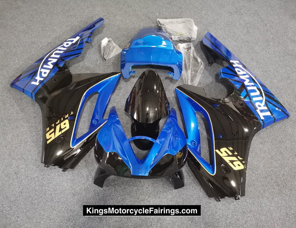 Triumph Daytona 675 Race Fairings (2006-2008) Blue, Black, Gold, White at KingsMotorcycleFairings.com