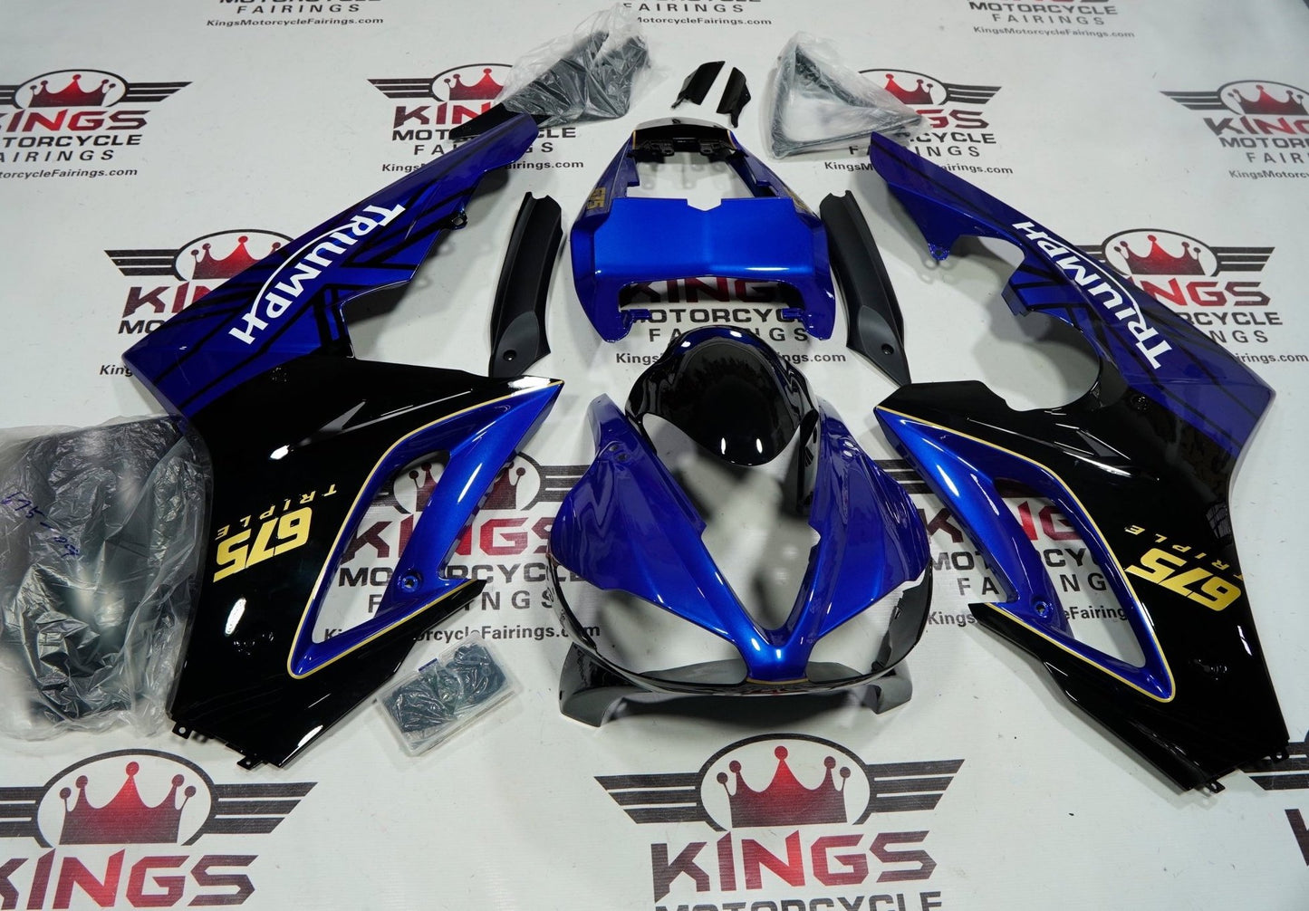 Triumph Daytona 675 Fairing Set (2009-2012) Blue, Black, Yellow, White at KingsMotorcycleFairings.com
