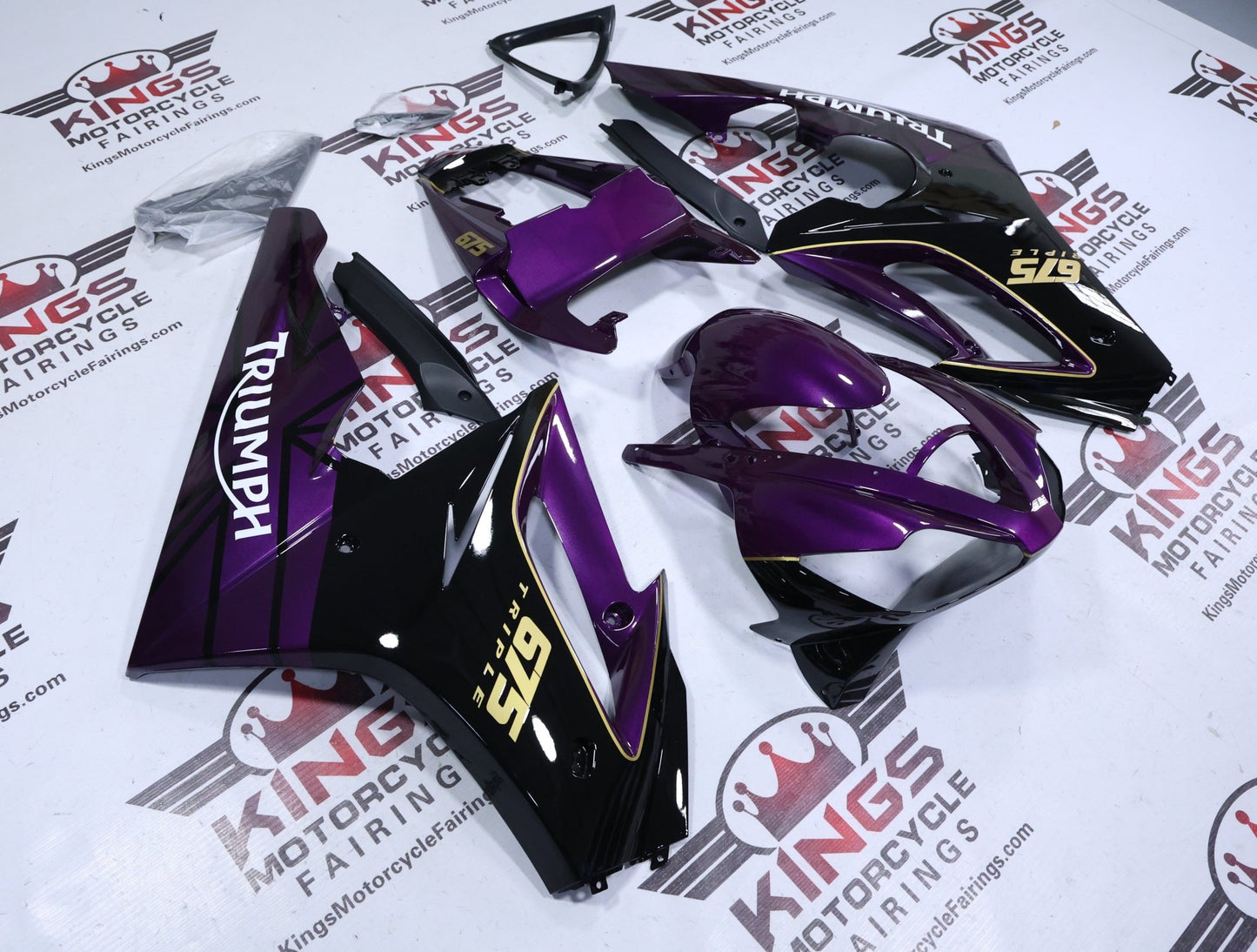 Triumph Daytona 675 Fairing Kit (2006-2008) Purple, Black, Gold, White from KingsMotorcycleFairings.com