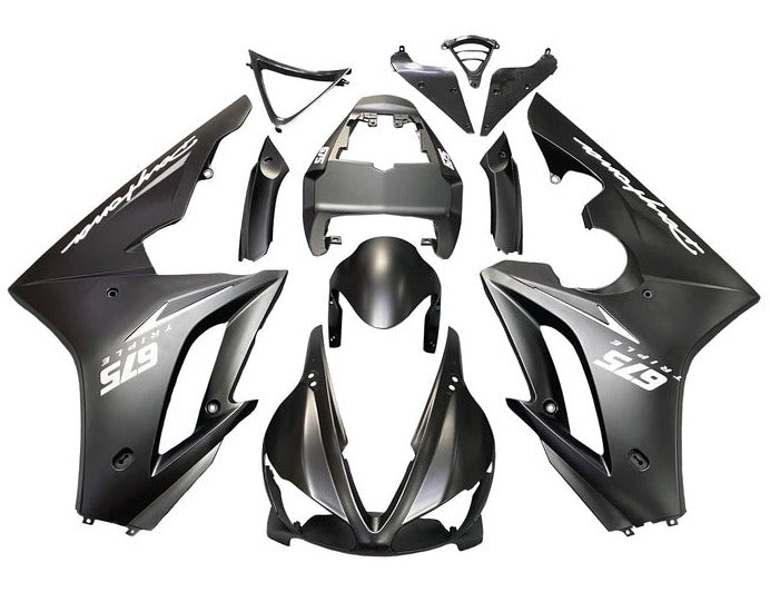 Triumph Daytona 675 Fairing kit (2009-2012) Matte Black, White at KingsMotorcycleFairings.com