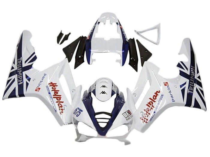 Triumph Daytona 675 Fairing kit (2009-2012) White, Dark Blue at KingsMotorcycleFairings.com