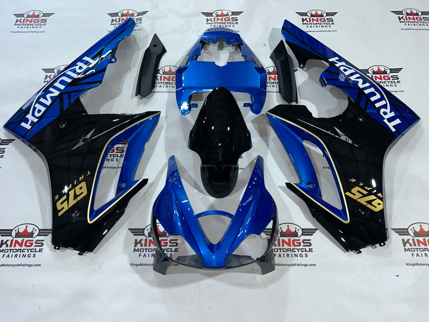 Triumph Daytona 675 Fairings (2006-2008) Blue, Black, White, Gold at KingsMotorcycleFairings.com