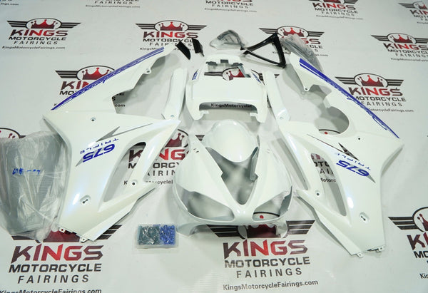 Triumph Daytona 675 Fairings (2009-2012) Pearl White, Blue at KingsMotorcycleFairings.com