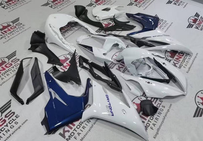 Triumph Daytona 675 Fairings (2013-2016) White, Navy Blue at KingsMotorcycleFairings.com
