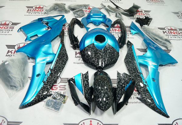 YAMAHA R6 Body Fairings (2008-2016) Faux Forged Carbon Fiber, Light Blue at KingsMotorcycleFairings.com