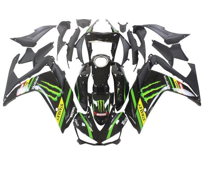 YAMAHA R3 Fairings (2015-2018) Black, Green, Monster Energy at KingsMotorcycleFairings.com