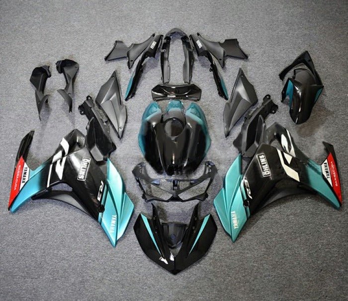 YAMAHA YZF-R3 Fairings (2015-2018) Black, Turquoise Blue at KingsMotorcycleFairings.com