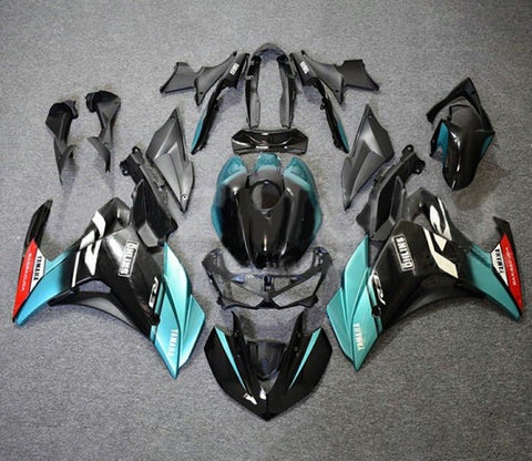 YAMAHA YZF-R3 Fairings (2015-2018) Black, Turquoise Blue at KingsMotorcycleFairings.com