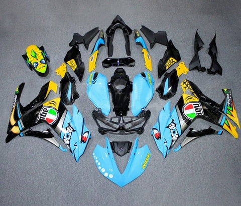 YAMAHA YZF-R3 Fairings (2015-2018) Blue, Black, Yellow Shark at KingsMotorcycleFairings.com