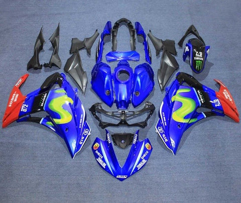 YAMAHA YZF-R3 Fairings (2015-2018) Blue, Red Eneos at KingsMotorcycleFairings.com