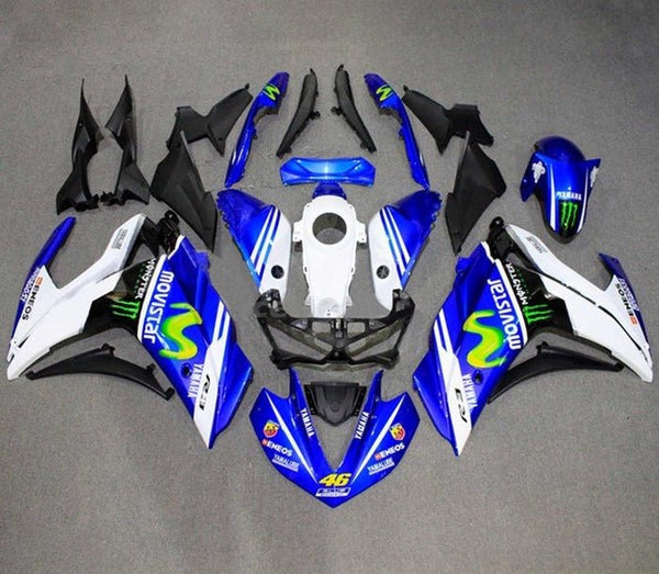 YAMAHA YZF-R3 Fairings (2015-2018) Blue, White Rossi at KingsMotorcycleFairings.com
