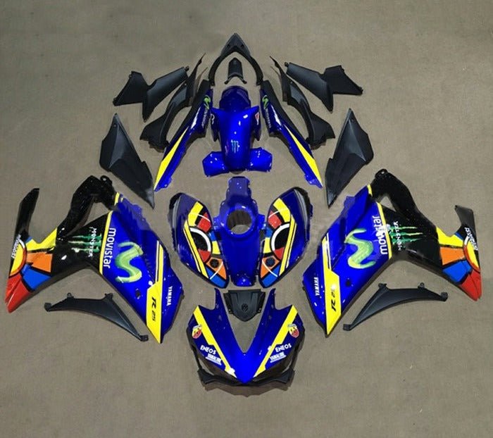 YAMAHA R3 Fairings (2015-2018) Blue, Yellow Movistar at KingsMotorcycleFairings.com