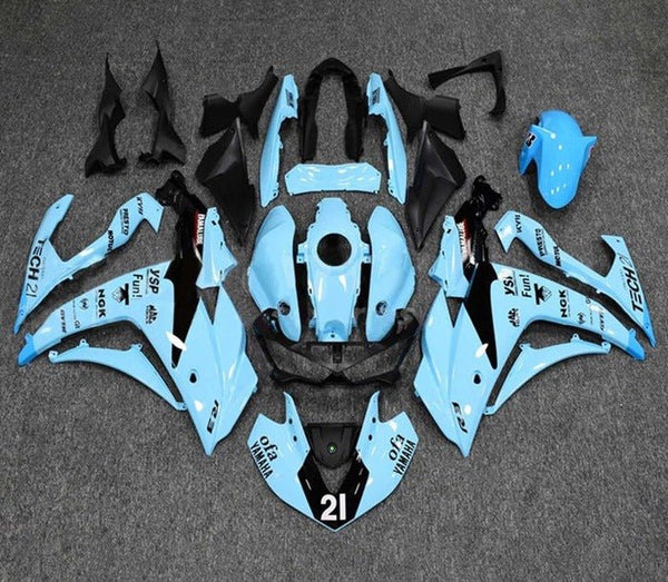 YAMAHA YZF-R3 Fairings (2015-2018) Light Blue, Black at KingsMotorcycleFairings.com