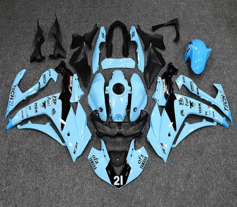 YAMAHA YZF-R3 Fairings (2015-2018) Light Blue, Black at KingsMotorcycleFairings.com