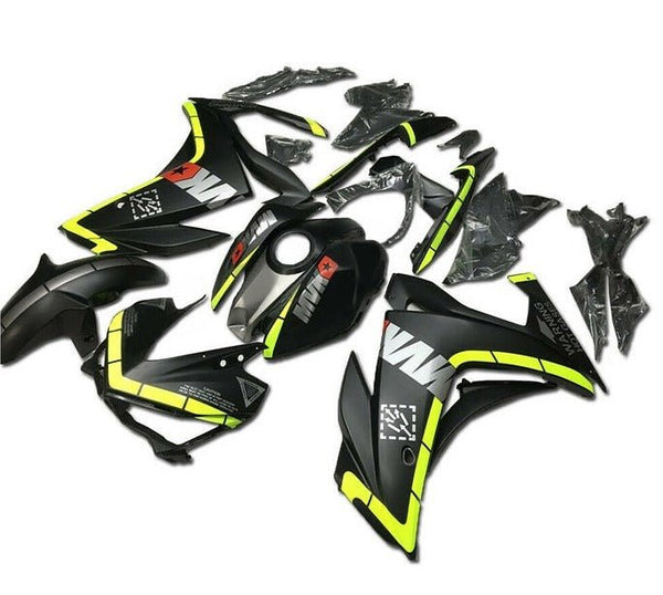 YAMAHA YZF-R3 Fairings (2015-2018) Matte Black, Neon Yellow at KingsMotorcycleFairings.com