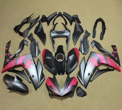 YAMAHA YZF-R3 Fairings (2015-2018) Matte Black, Pink Cat at KingsMotorcycleFairings.com