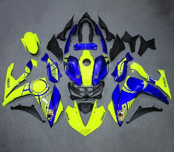 YAMAHA YZF-R3 Fairings (2015-2018) Neon Yellow, Blue at KingsMotorcycleFairings.com