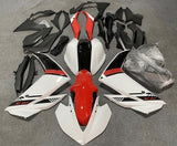 YAMAHA YZF-R3 Fairings (2015-2018) White, Black, Red Stripe at KingsMotorcycleFairings.com