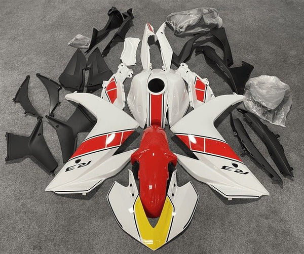 YAMAHA YZF-R3 Fairings (2015-2018) White, Red, Yellow, Black Stripe at KingsMotorcycleFairings.com