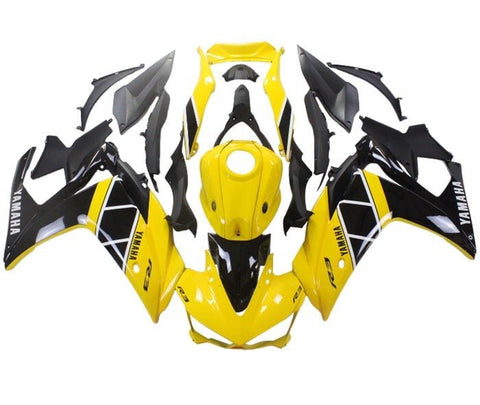 YAMAHA YZF-R3 Fairings (2015-2018) Yellow, Black, White Stripe at KingsMotorcycleFairings.com