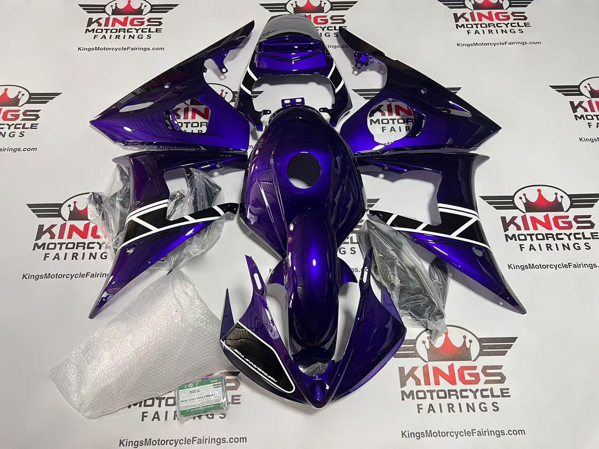 YAMAHA YZF-R6 Fairings (2005) Purple, Black, White from KingsMotorcycleFairings.com