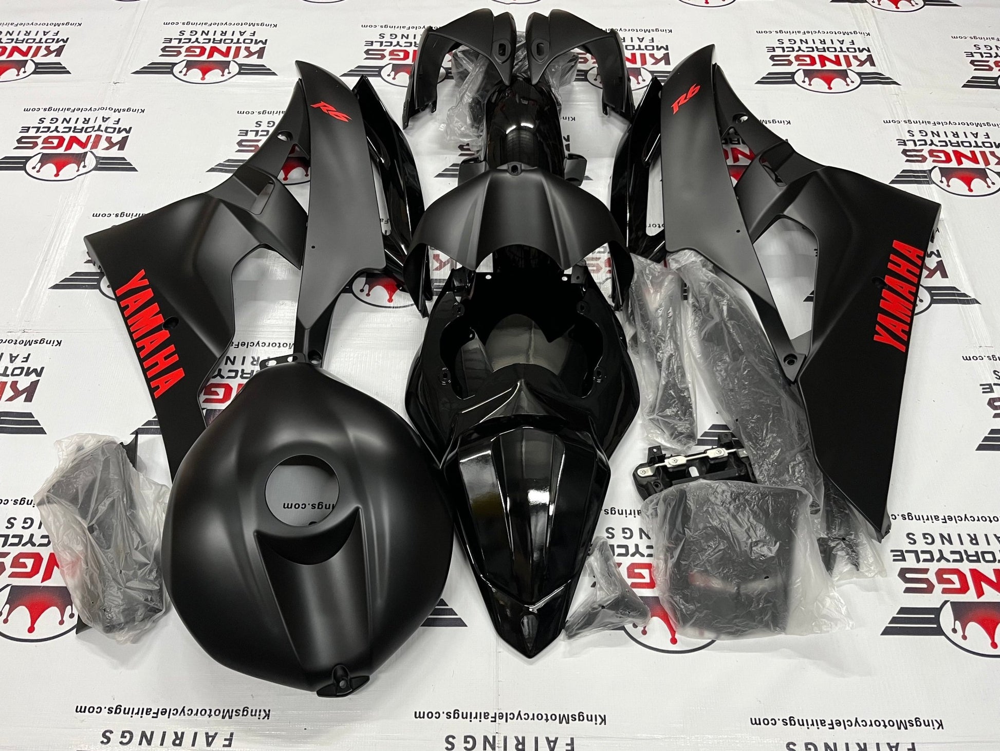 YAMAHA YZF-R6 (2008-2016) Matte Black, Gloss Black, Red Fairings at KingsMotorcycleFairings.com