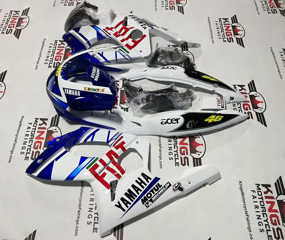 YAMAHA YZF600R Fairing Set (1998-2007) White, Blue, Red Fiat at KingsMotorcycleFairings.com