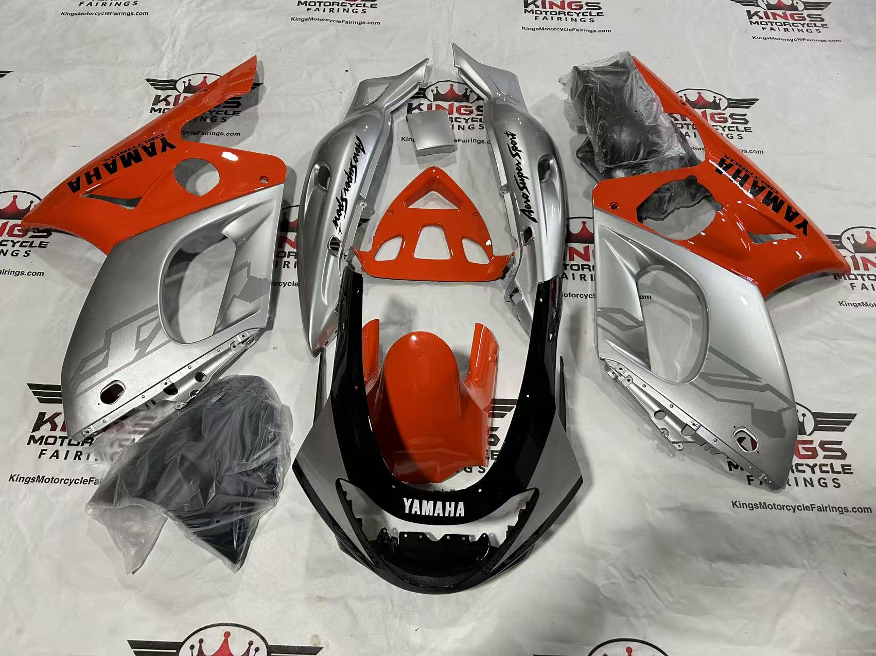 YAMAHA YZF600R Fairings (1998-2007) Silver, Orange, Black at KingsMotorcycleFairings.com