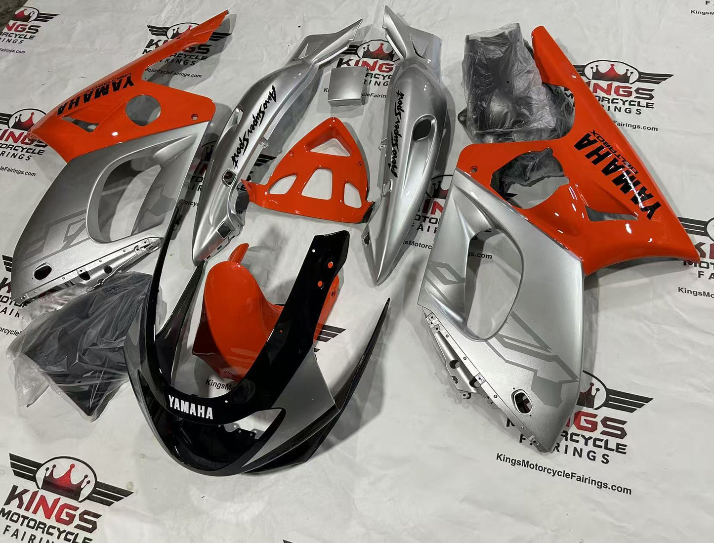 YAMAHA YZF600R Fairings (1998-2007) Silver, Orange, Black from KingsMotorcycleFairings.com
