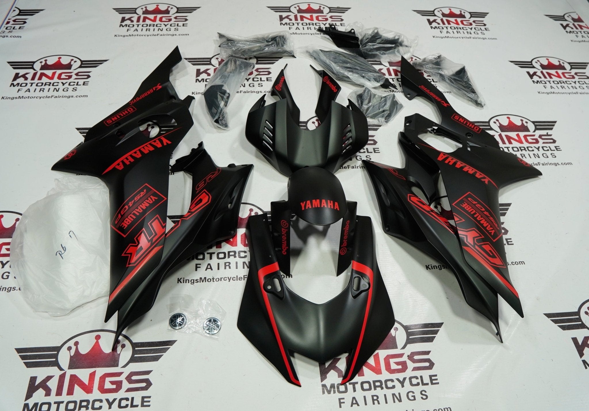 YAMAHA YZF-R6 Fairings (2017-2022) Matte Black, Red | Kings