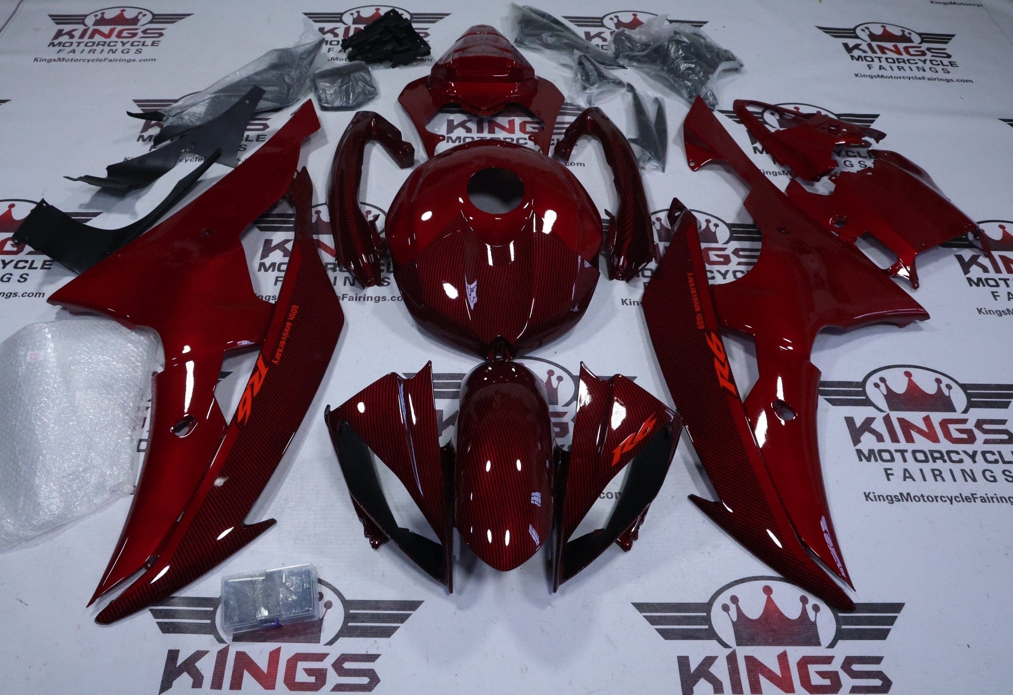 YAMAHA YZF-R6 Fairings (2008-2016) Faux Red Carbon Fiber, Red at KingsMotorcycleFairings.com