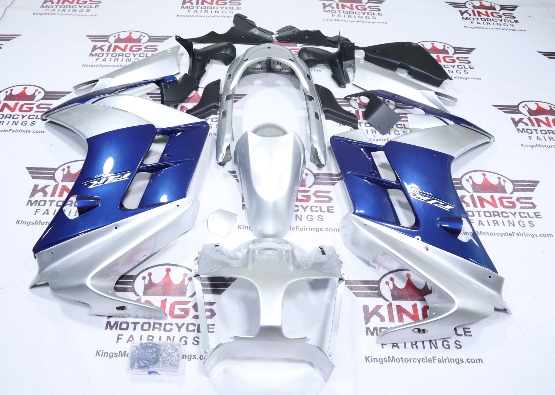 Yamaha FJR1300 Fairing Set (2001-2006) Dark Blue, Silver at KingsMotorcycleFairings.com