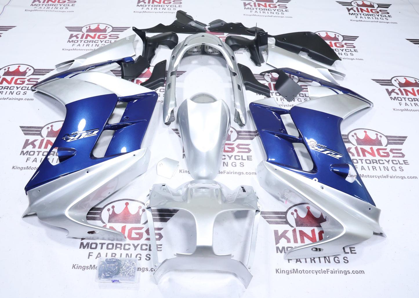 Yamaha FJR1300 Fairing Set (2001-2006) Navy Blue, Silver at KingsMotorcycleFairings.com