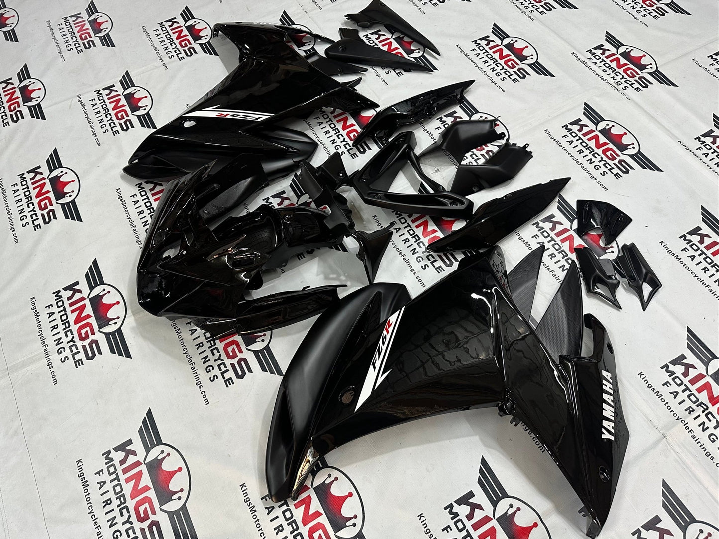Yamaha FZ6R Fairing Kit (2009-2015) Black, White, Red at KingsMotorcycleFairings.com