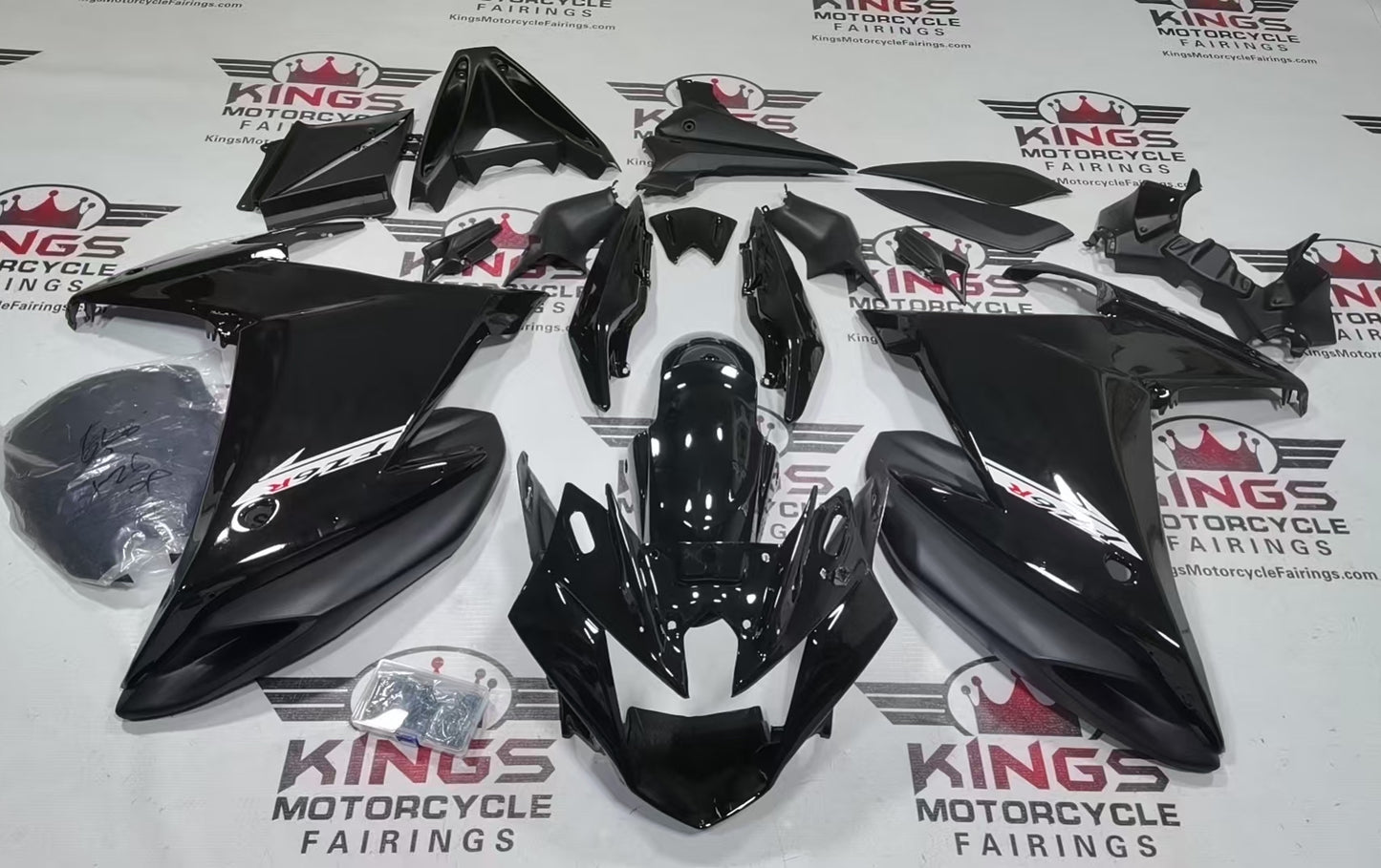Yamaha FZ6R Fairings (2009-2015) Black, White from KingsMotorcycleFairings.com