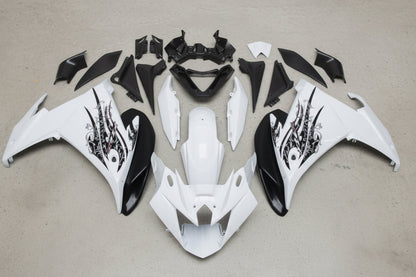 Yamaha FZ6R Fairings (2009-2015) White, Black Tribal at KingsMotorcycleFairings.com